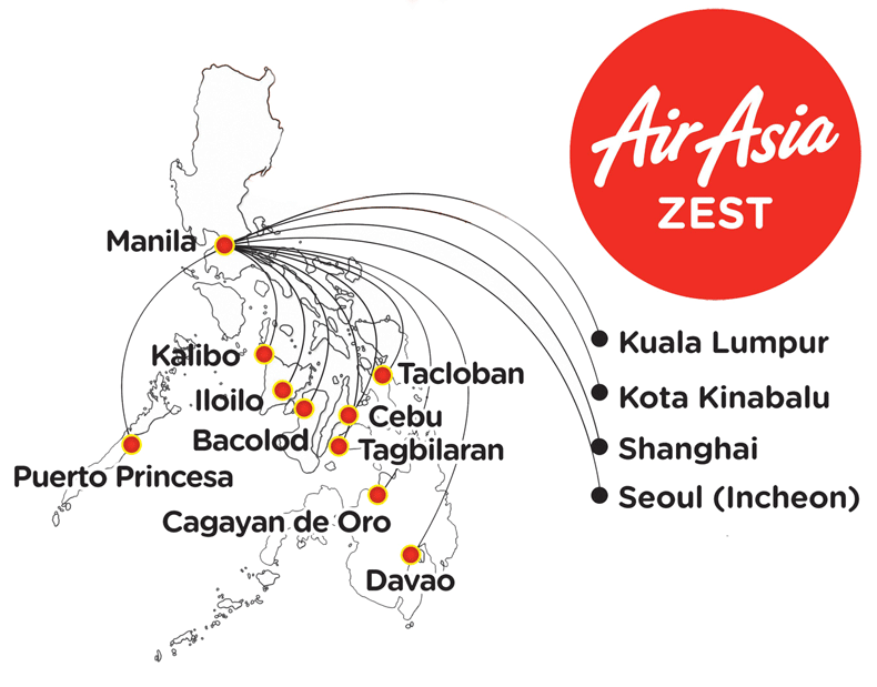 AirAsia Zest service routes