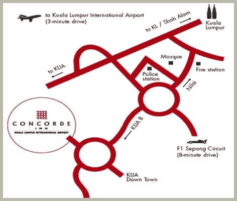 Map to Concorde Inn<