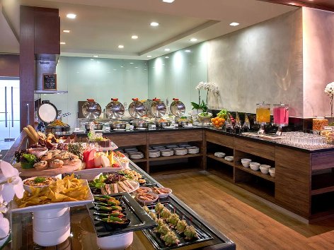 Enjoy the buffet spread at the lounge area