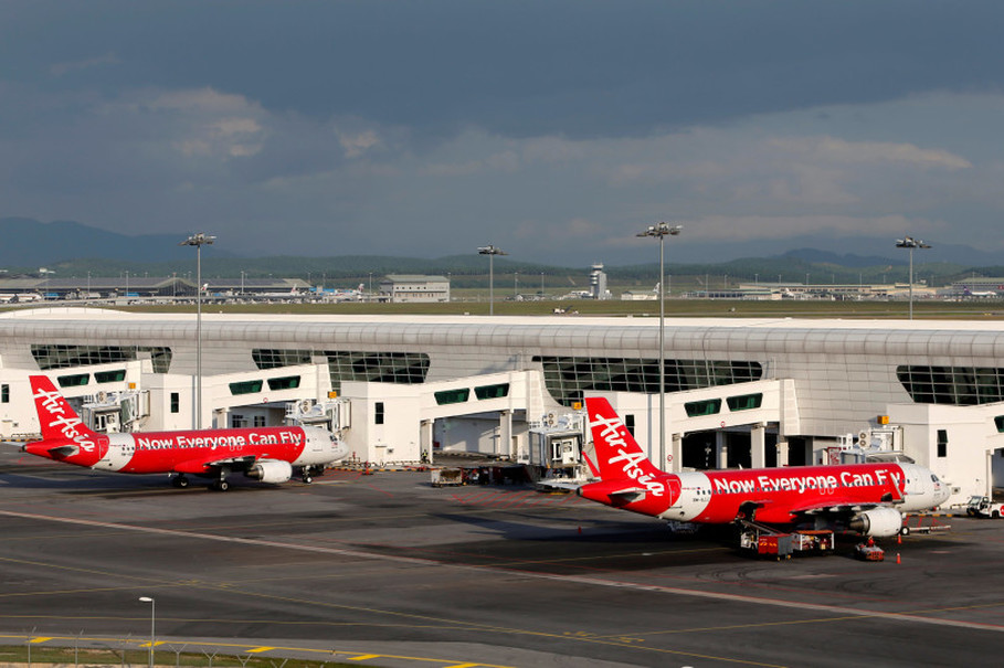 AirAsia planes are seen parked on the tarmac at Kuala Lumpur International Airport 2 (klia2) in Sepang, Malaysia February 15, 2016.
