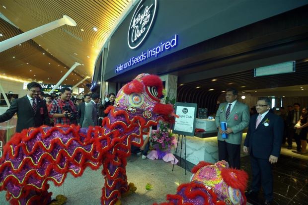 A lion dance was performed at the launch of the Flight Club at the Kuala Lumpur International Airport in Sepang