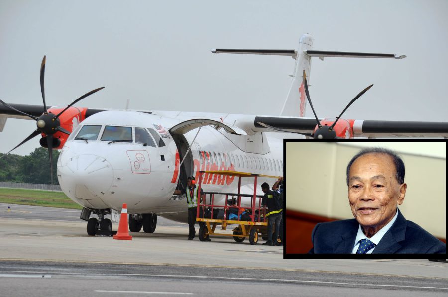 Tunku Aziz Tunku Ibrahim (insert) is urging authorities to investigate possible elements of corruption in the case of Malindo Air failing to pay RM70 million worth of airport taxes.
