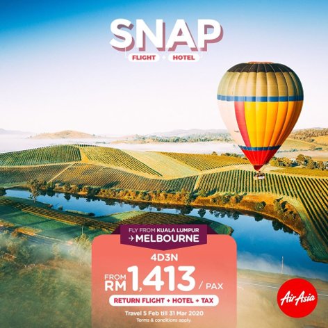 Melbourne, 3D2N from RM1,413 / pax