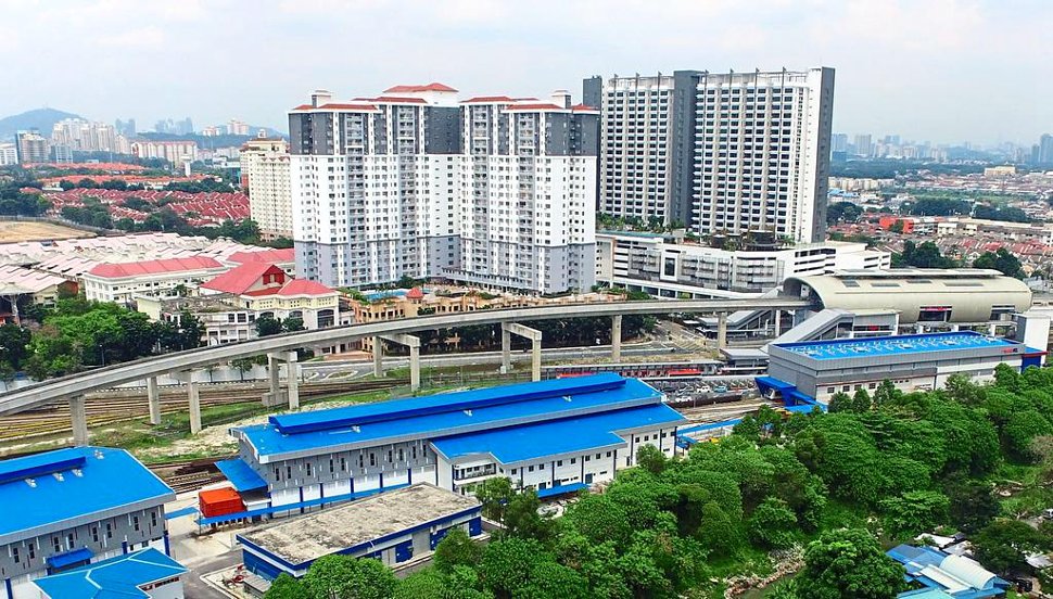 Aerial view of Ara Damansara LRT station