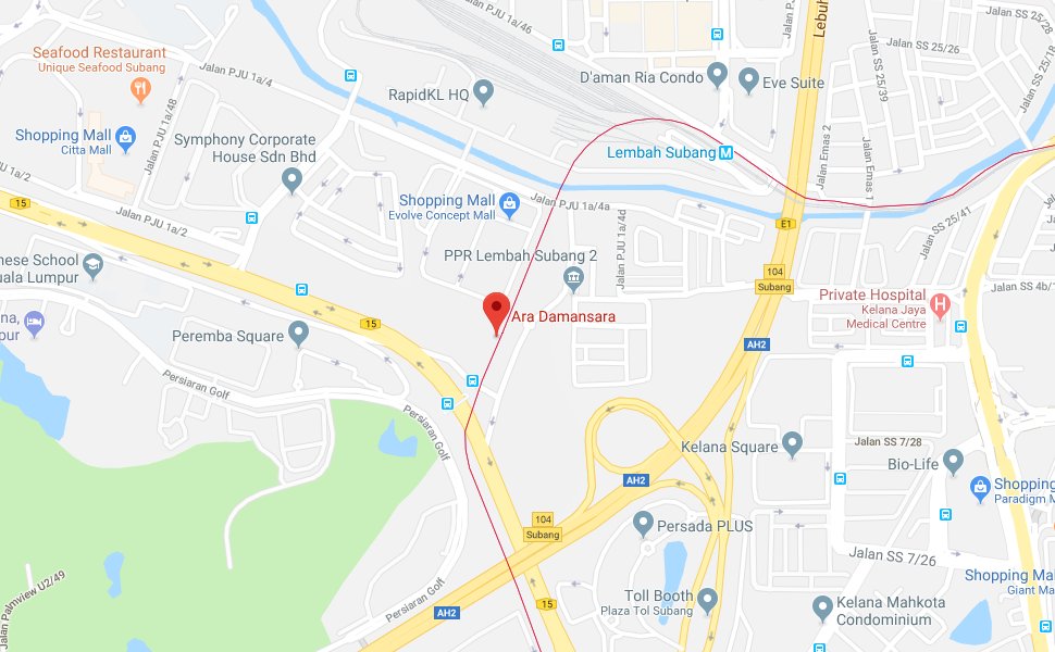 Location of Ara Damansara LRT Station