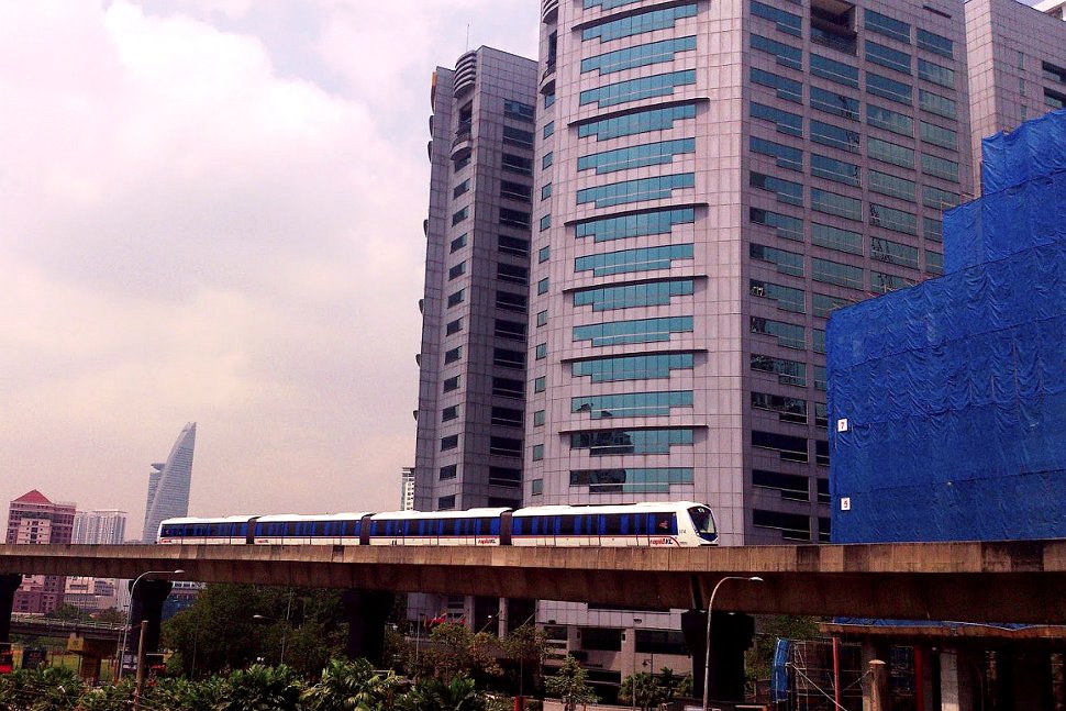 Train approaching Bangsar LRT Station