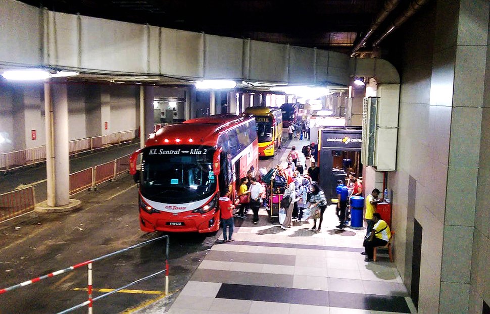 Bus boarding platforms at KL Sentral for airport-bound buses