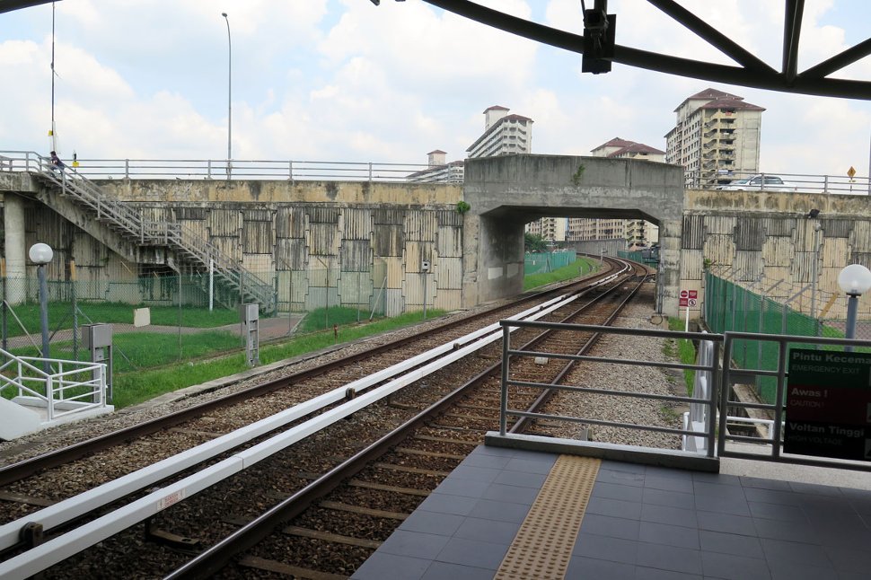 View of rail track from station