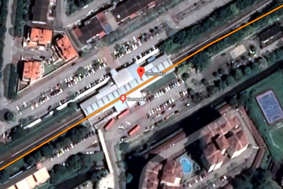 View of Cempaka LRT Station on Google Earth