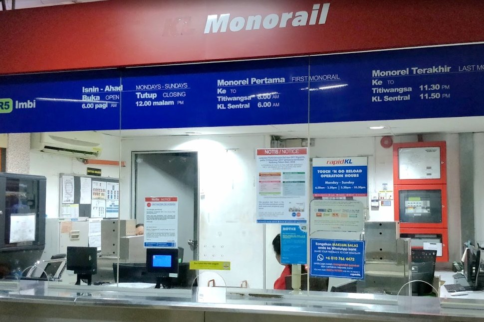 Ticket counter at the monorail station