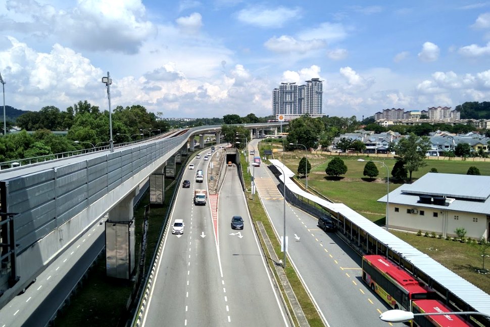 View of access road from boarding level at Kinrara BK5 LRT station