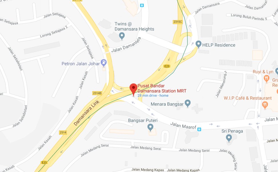 Location of Pusat Bandar Damansara MRT station