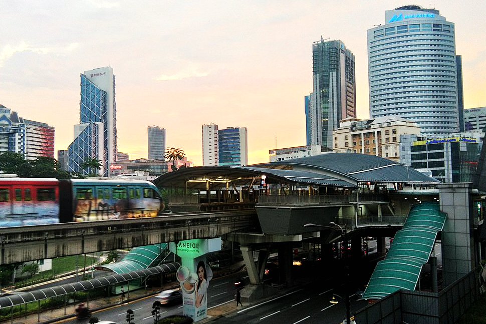Monorail train approaching Medan Tuanku station