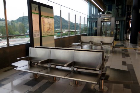 Waiting area at platform level of Bandar Tun Hussein Onn MRT station