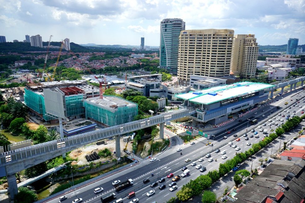 View of the ongoing construction at the Bandar Utama Station