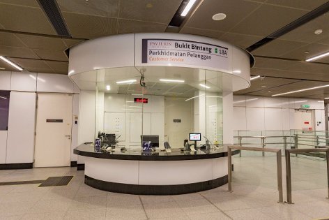 Customer service booth at concourse level