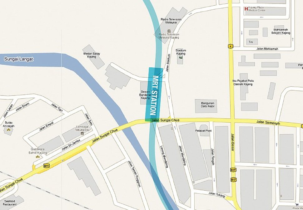Location map of Stadium Kajang station