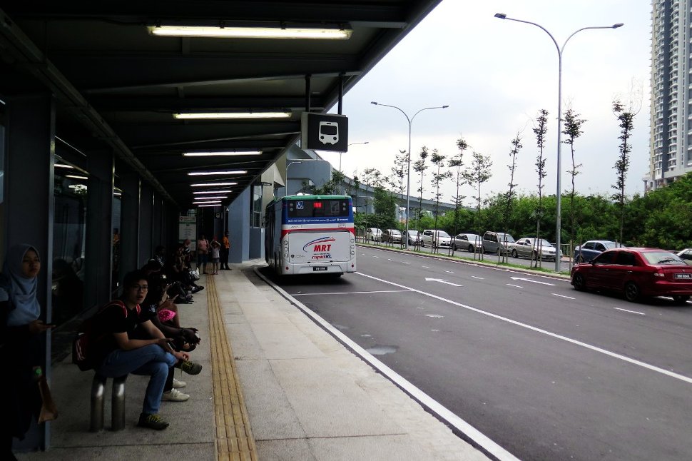 Feeder bus waiting near entrance A