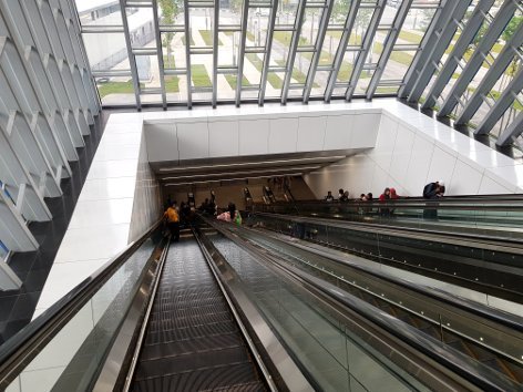Escalator access to MRT station