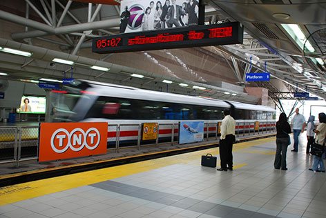 Passengers waiting at the platforms