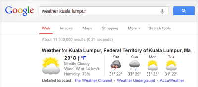 Google to check weather at given location