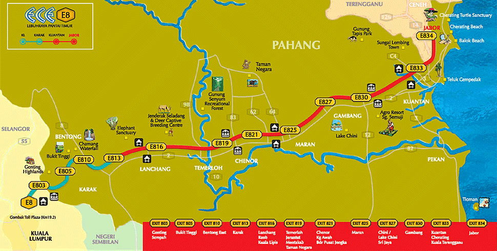 Kuala Lumpur-Karak Highway (KLK) Map