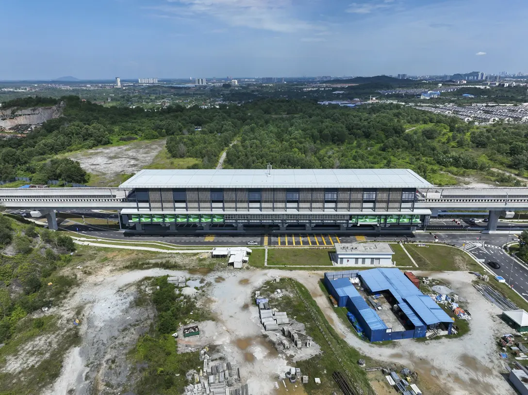 Aerial view of the 16 Sierra MRT Station showing the external station works has been completed.
