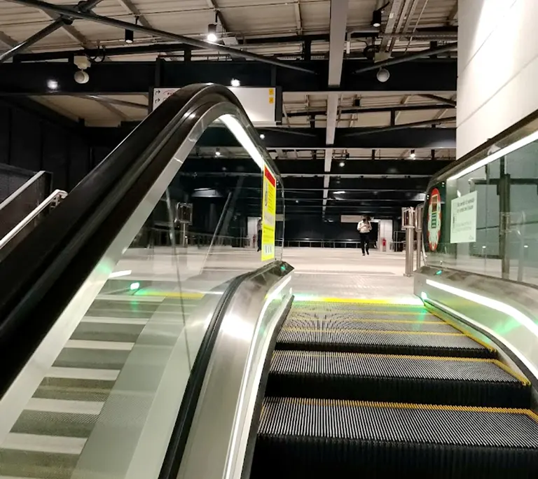 Escalators for movement between Concourse level and the Boarding platforms