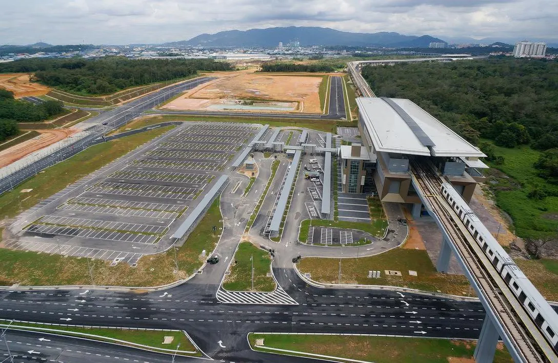 Aerial view of the Kwasa Sentral MRT station
