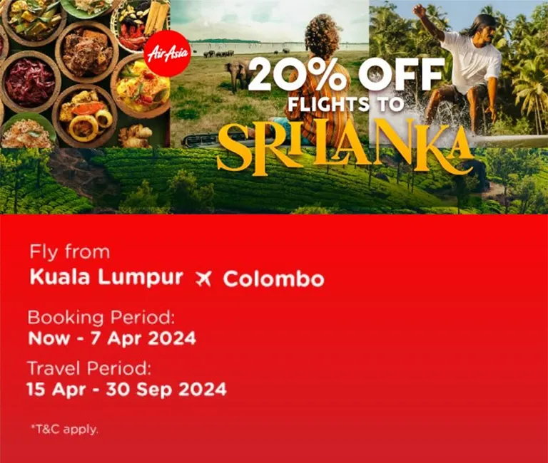 20% Off Flight to Sri Lanka