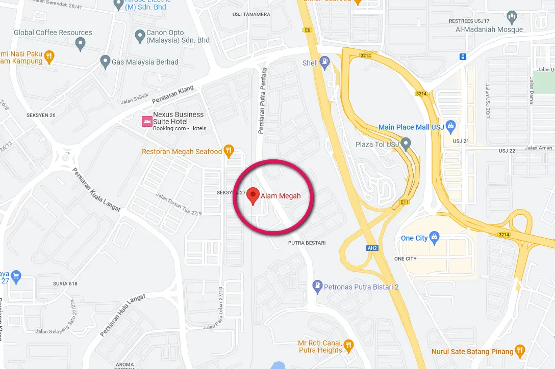 Location of The Alam Megah LRT station