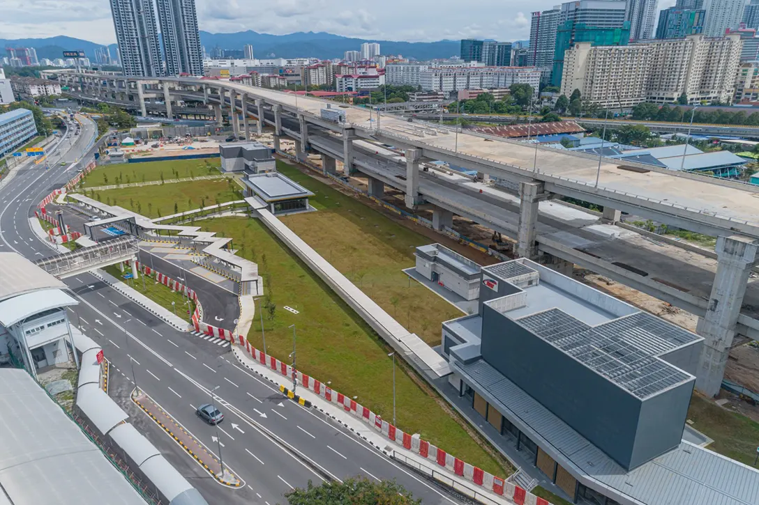 Aerial view of the Chan Sow Lin MRT station and the nearby Chan Sow Lin LRT station