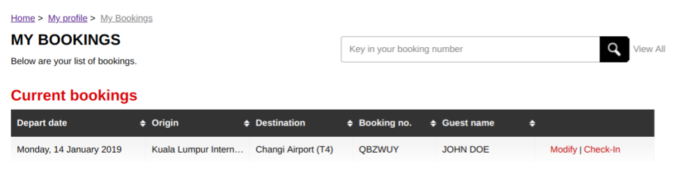 Change booking - step 1