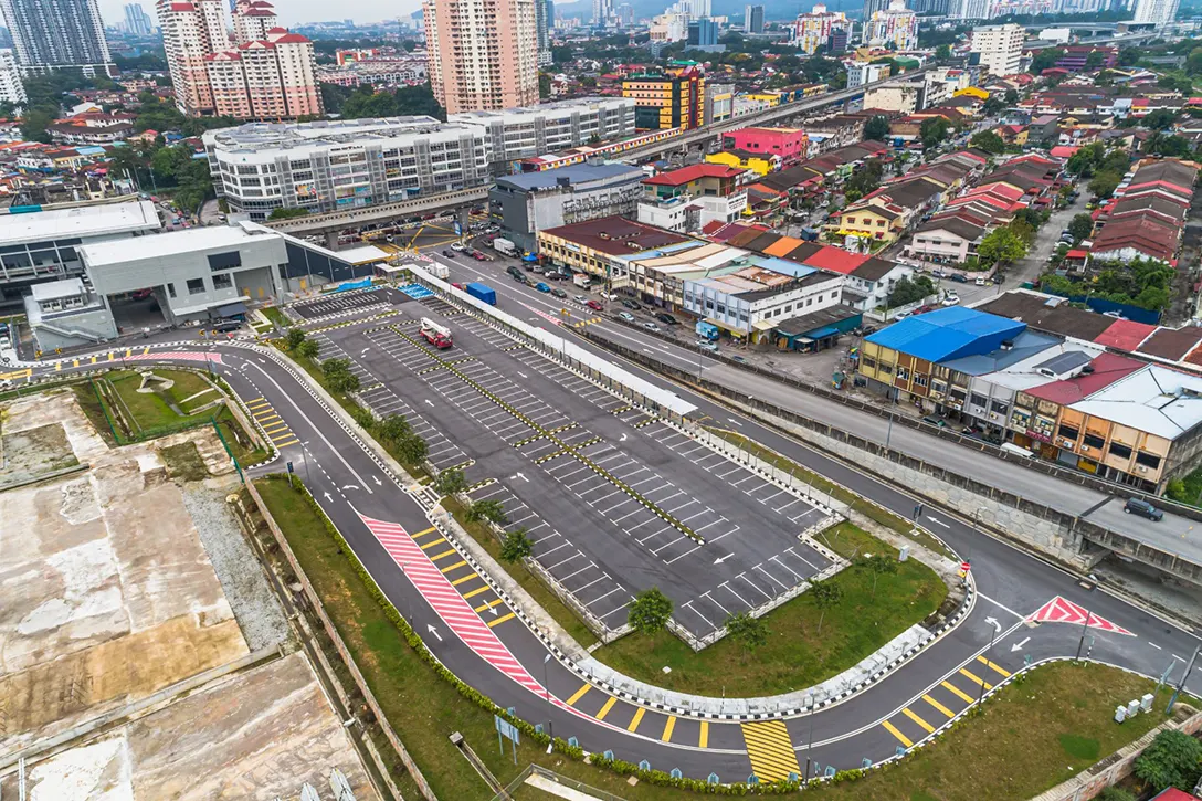 Overview of at grade park and ride of the Kentonmen MRT Station, picture taken in December 2022.