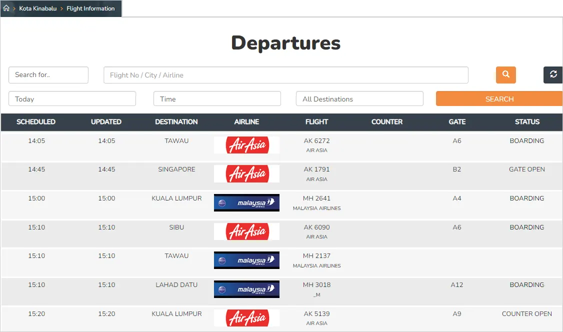 Departures at Kota Kinabalu International Airport