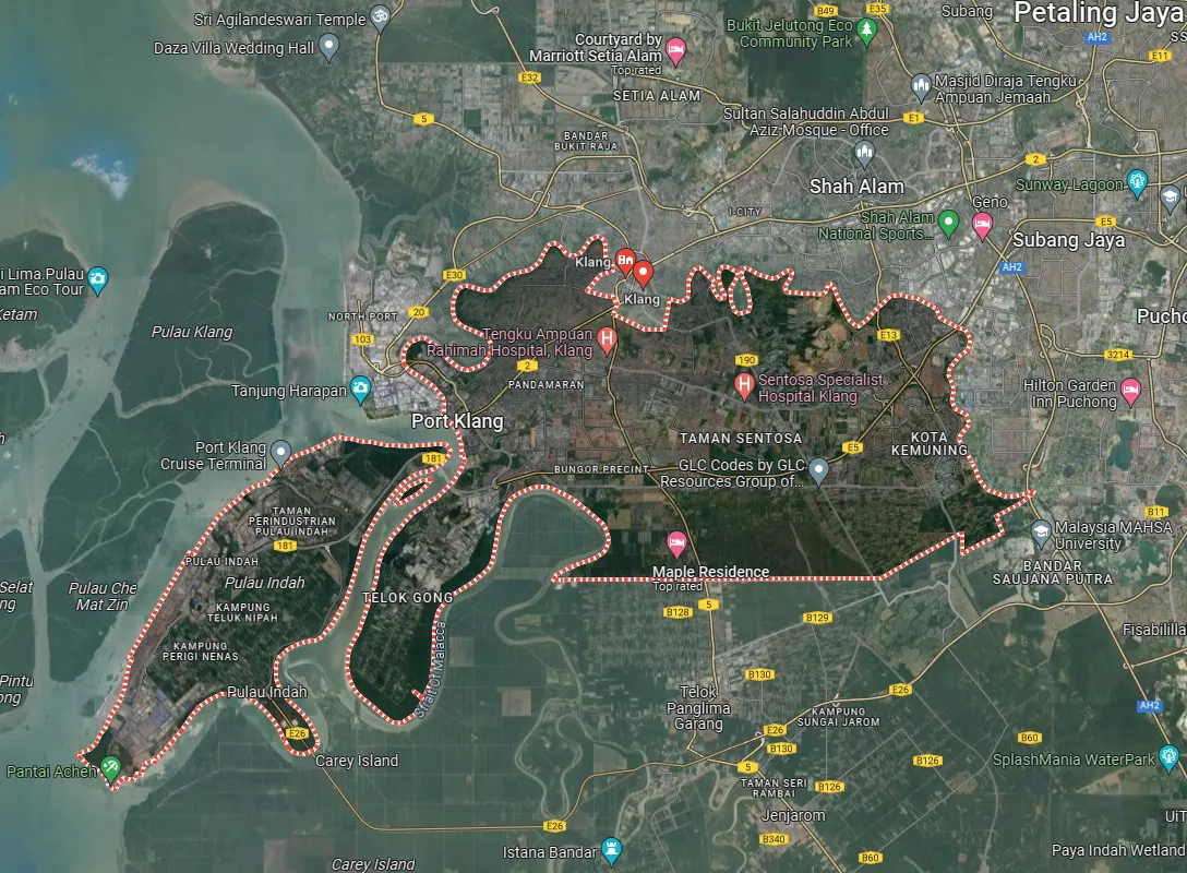 Satellite view of Klang