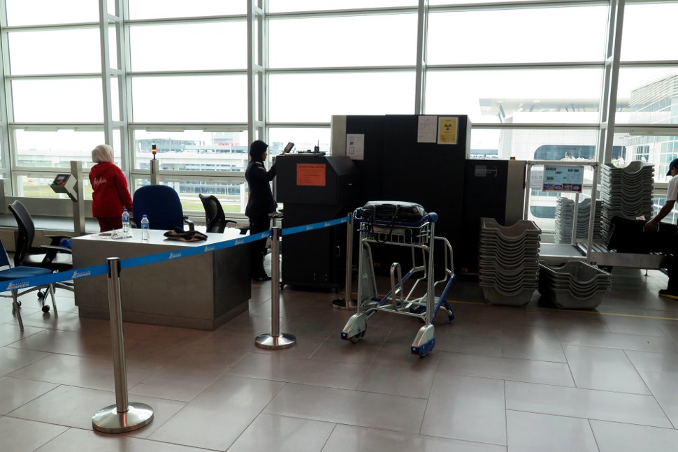 Oversize baggage drop counters at the Departure Hall