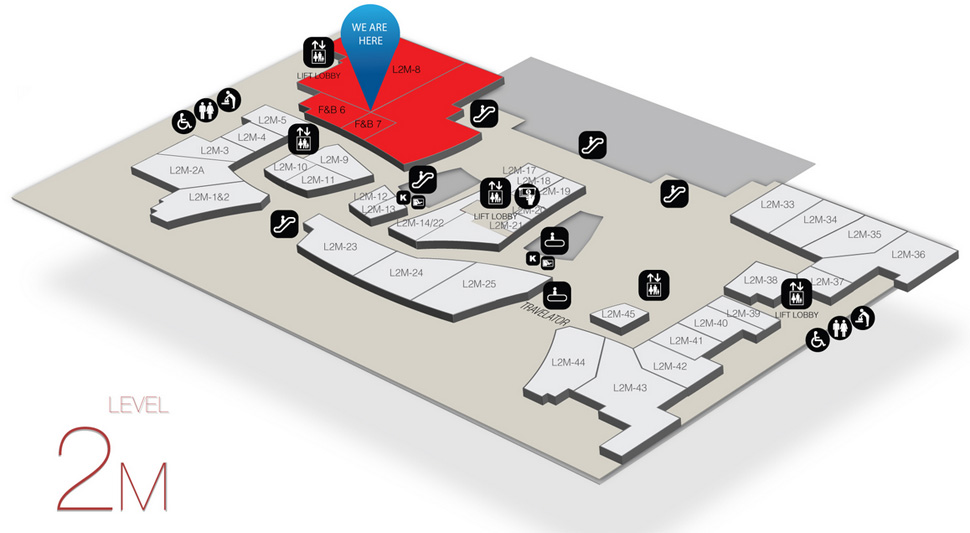 Location of Quizinn by RASA Food Court at level 2M of the Gateway@klia2 mall