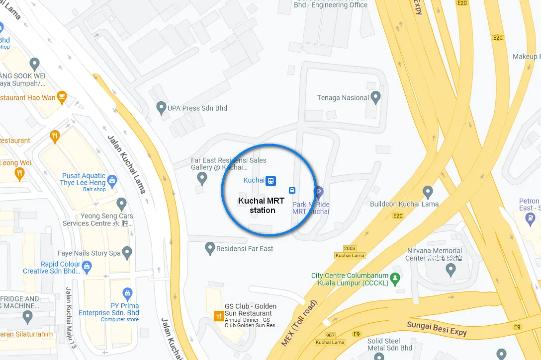 Location of Kuchai MRT station