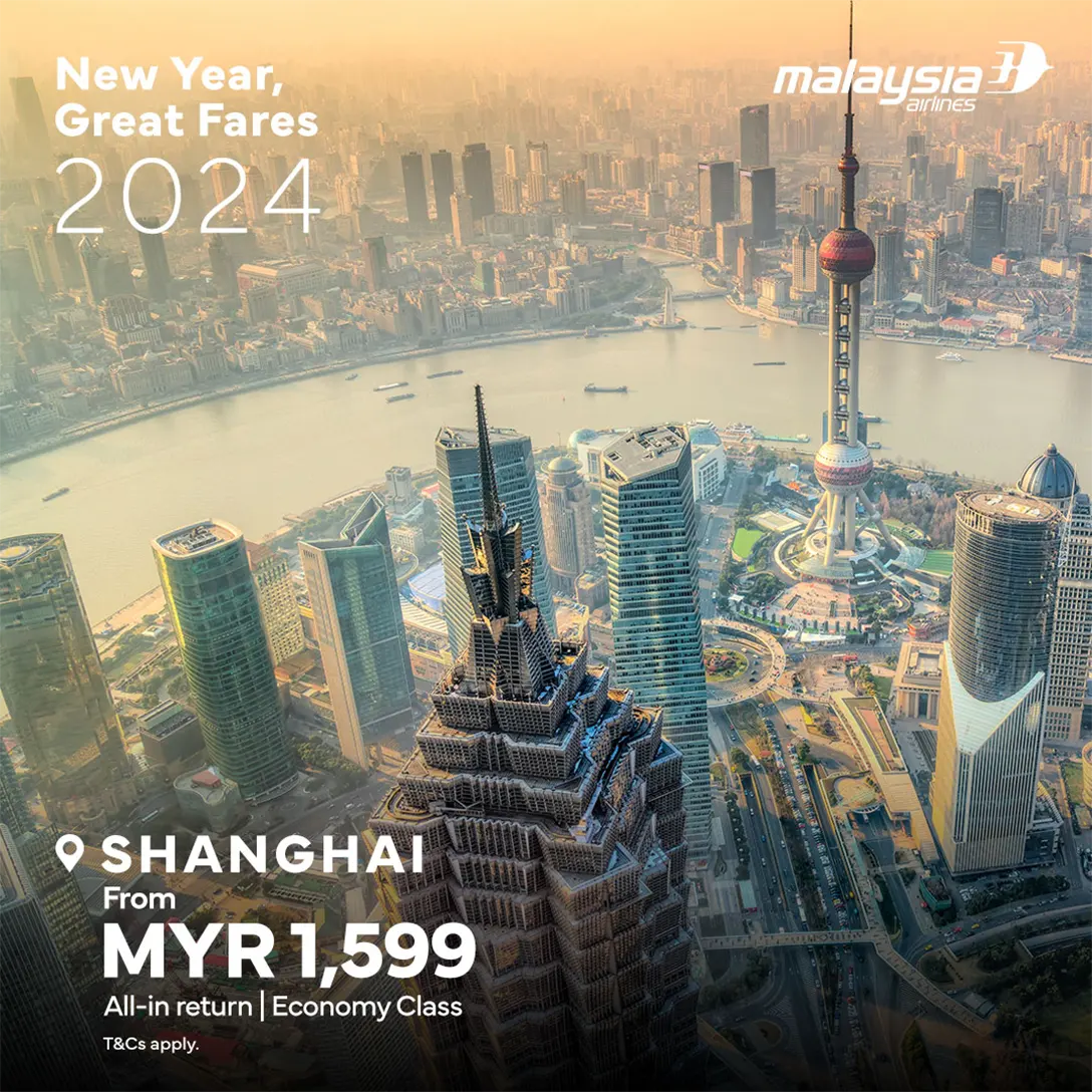 Shanghai, from MYR1,599, All-in return, economy class