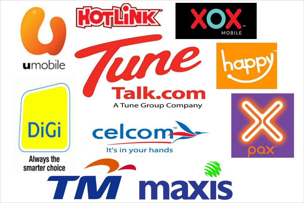 Malaysia's Telcos - Celcom, Digi, Hotlink, Maxis, TM, Tune Talk, UMobile, and XOX