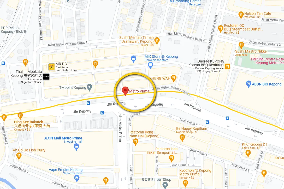 Location of the Metro Prima MRT station