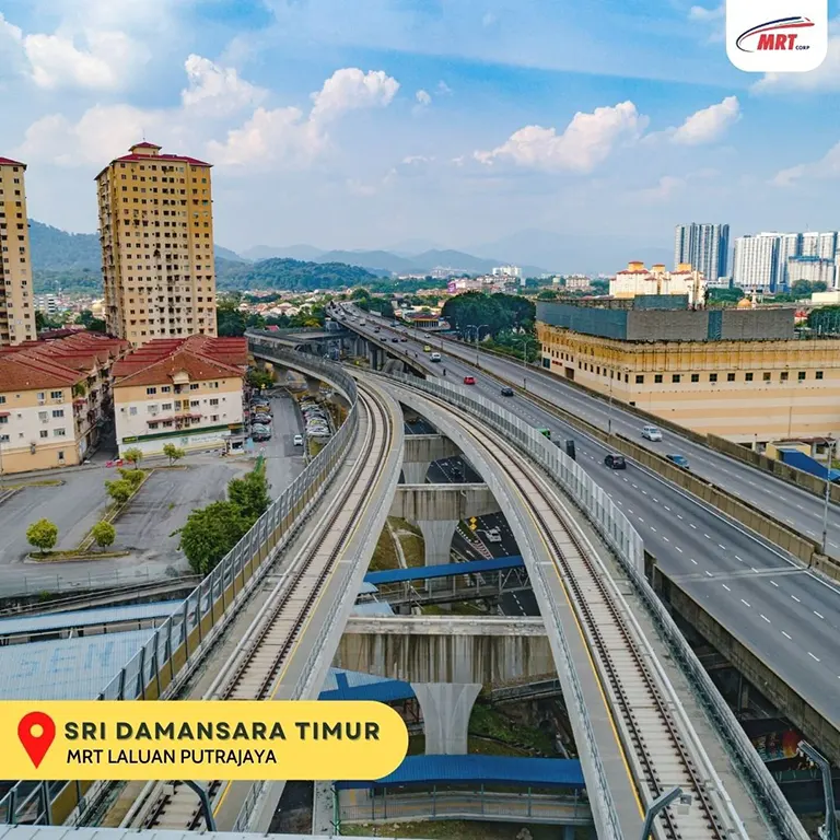 Rail tracks leading to Sri Damansara Timur MRT station
