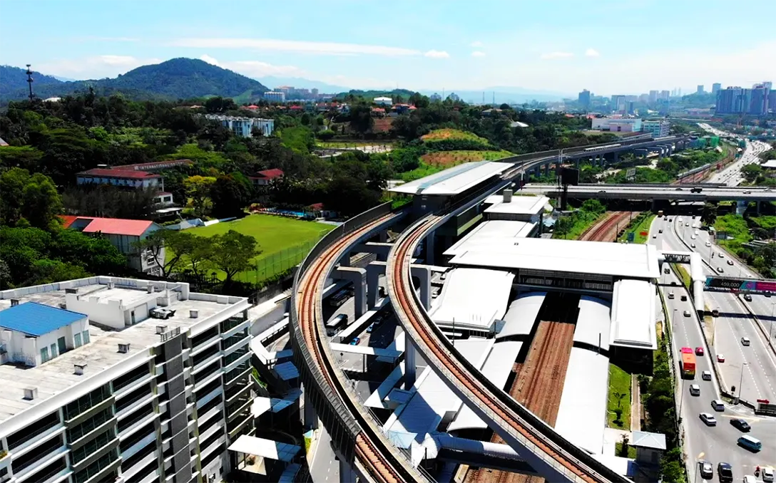 Aerial view of the Sungai Buloh MRT and KTM station