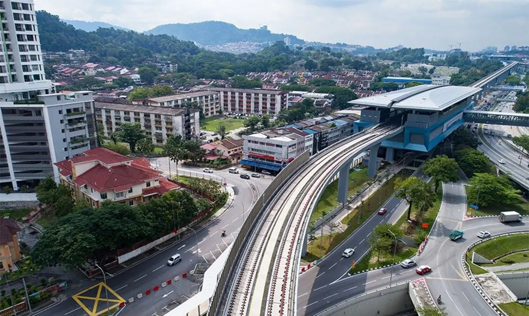 Aerial view of Taman Pertama MRT station