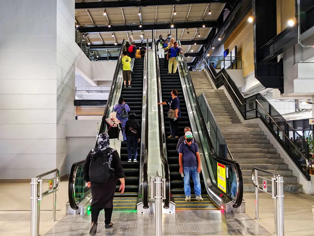 Escalators and staircase at Putrajaya Sentral MRT station