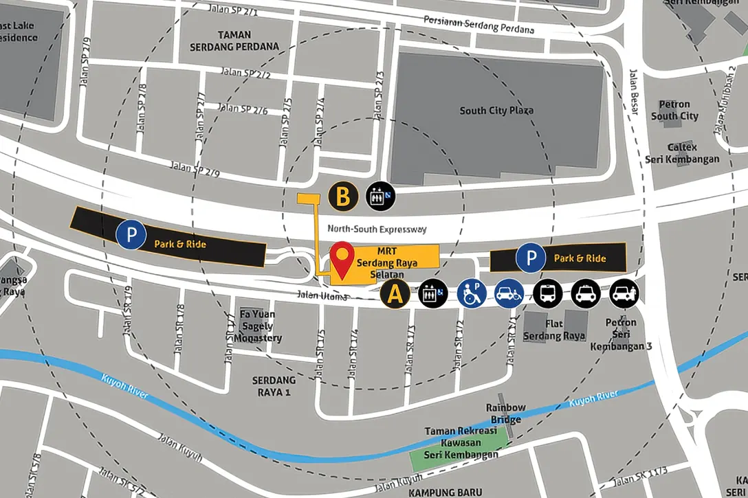 Location of Serdang Raya Selatan MRT station