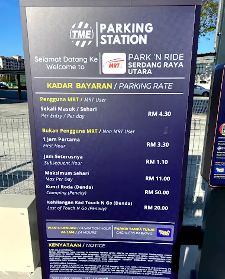 Park and Ride facility at Serdang Raya Utara MRT station