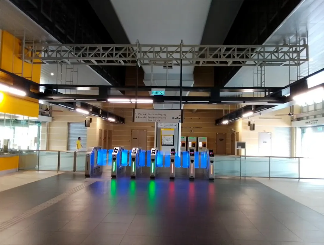 Faregates at the Sri Damansara Sentral MRT station