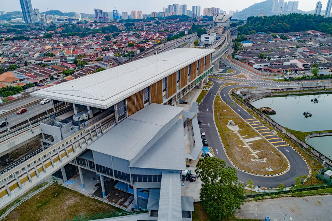 Aerial view of the completed Sri Damansara Timur MRT Station
